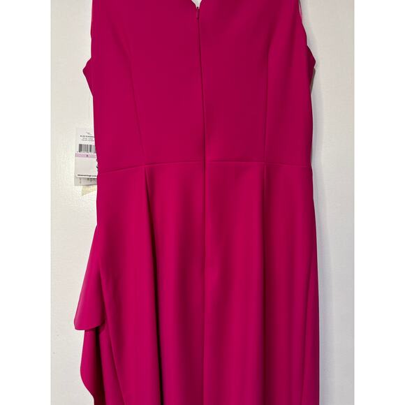 Alex Evenings Side Ruched Cocktail Dress Fuschia Sz. 6 NWT Embellished Faux Wrap - Picture 11 of 12